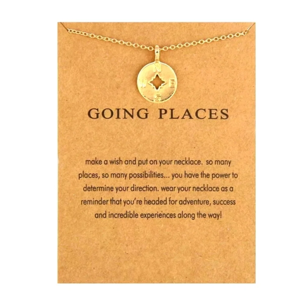 NEW‎ Gold Compass Charm Necklace